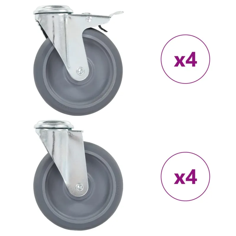 Ratukai, 8vnt., 125mm, pasukami, varžtu tvirtinami