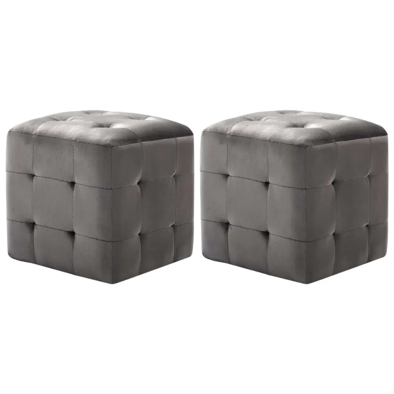 Pufai, 2 vnt., pilkos spalvos, 30x30x30 cm, aksomas (249017)