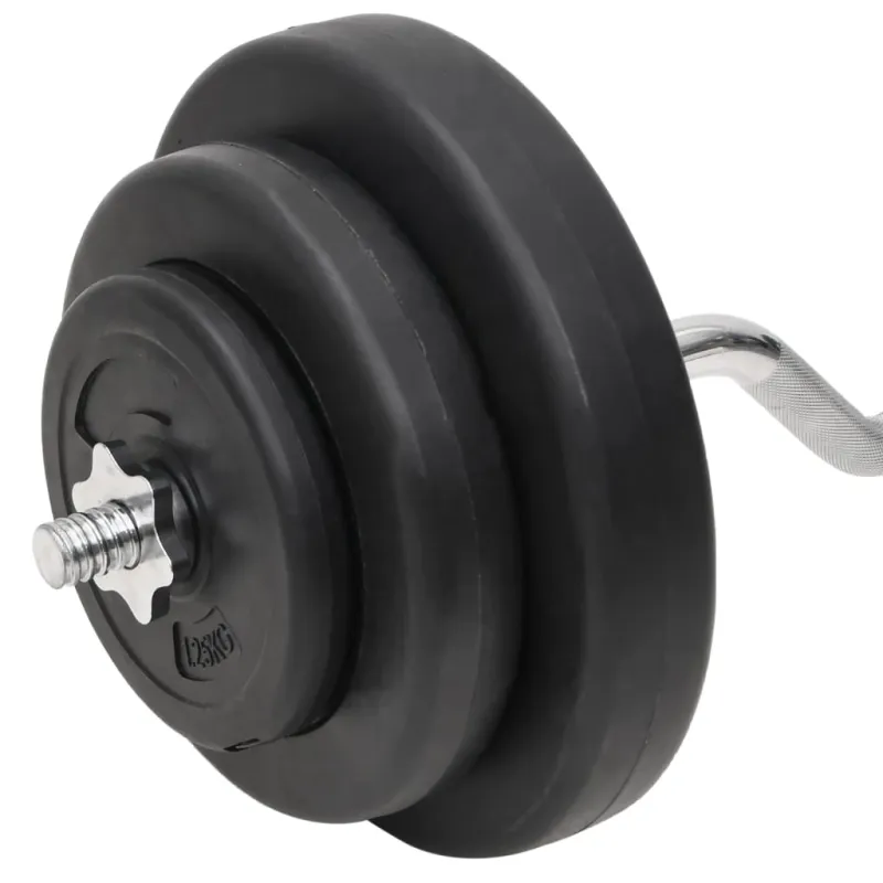 Lenkta štanga ir svarmenys su svoriais, 60kg