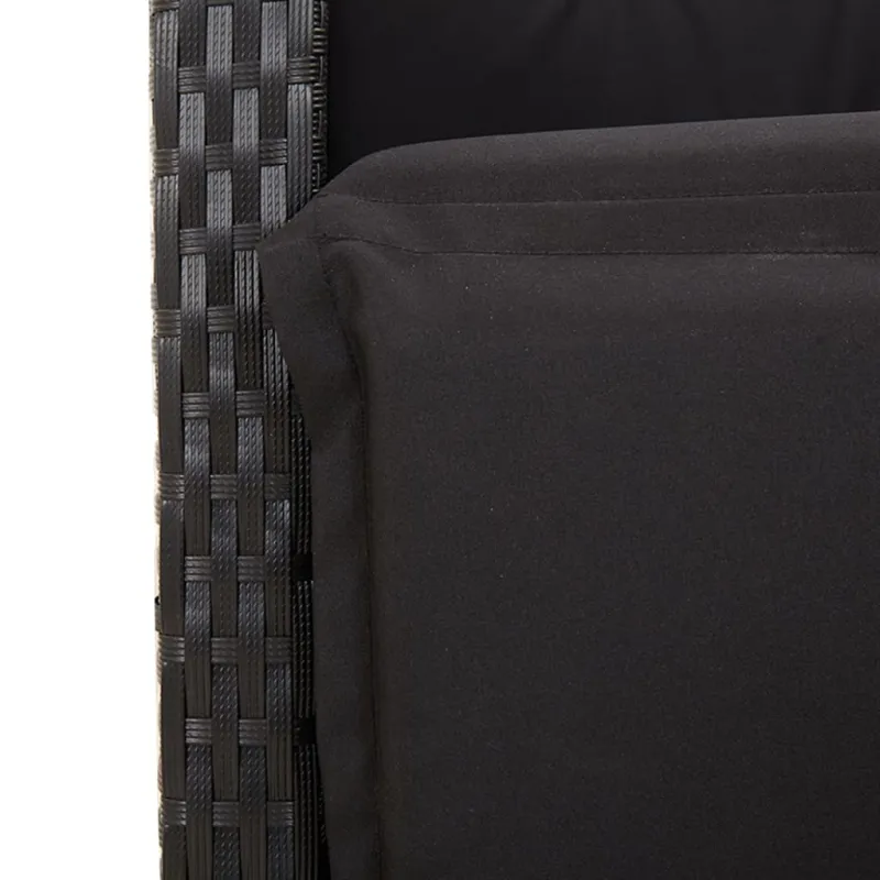 Sodo komplekti, 5 osaa, musta, polyrattana, sisä- ja ulkokäyttöön, sisältää pehmusteet