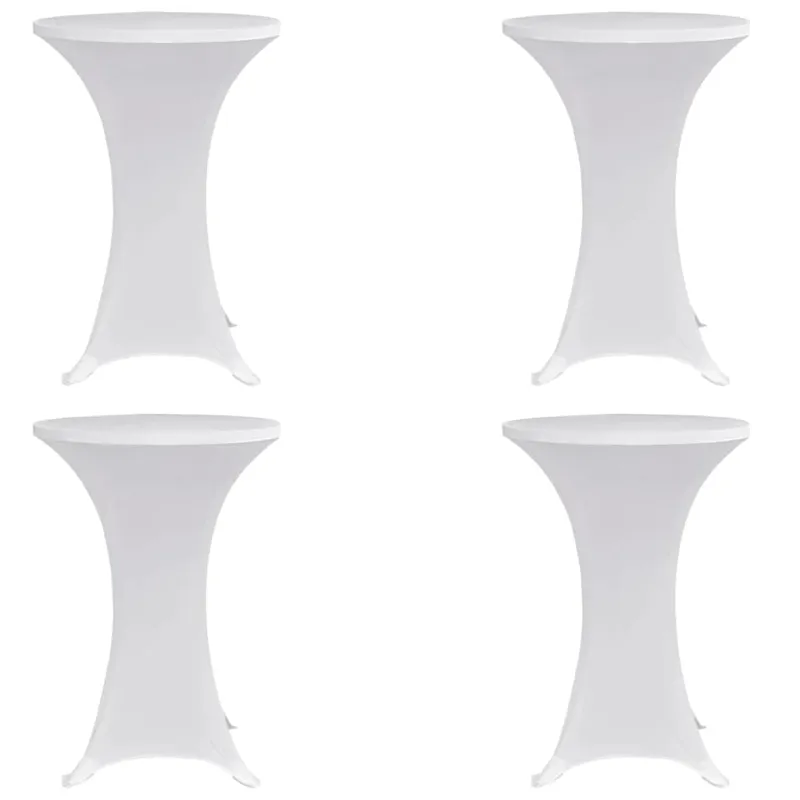 Staltiesės baro stal., 4vnt., baltos sp., 60cm skersm., įtemp.