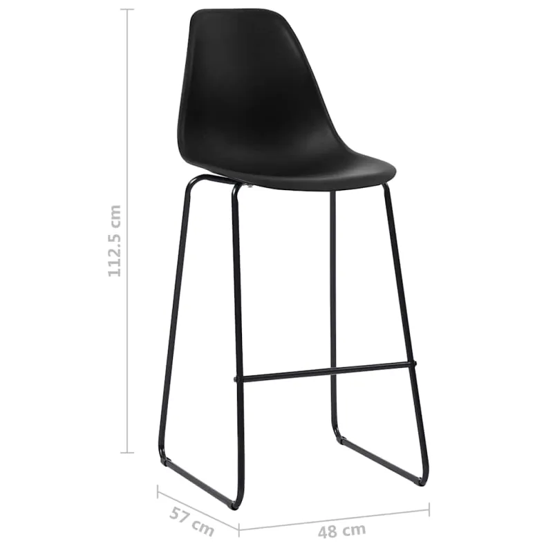 Baro baldų komplektas, 3 dalių, juodos spalvos, plastikas