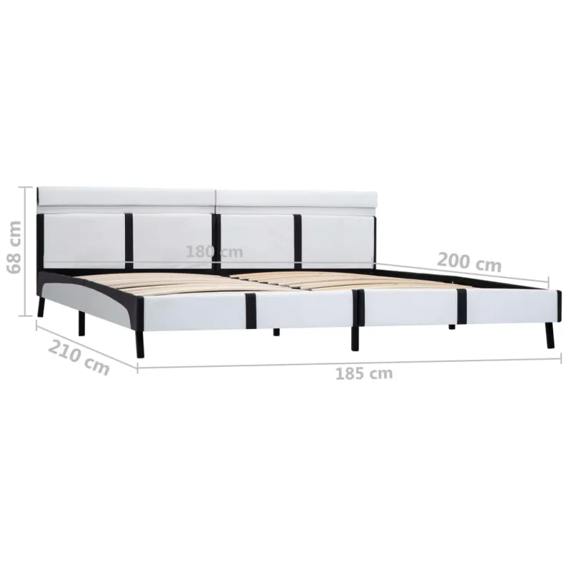 Lovos rėmas su LED, baltos sp., 180x200cm, dirbtinė oda