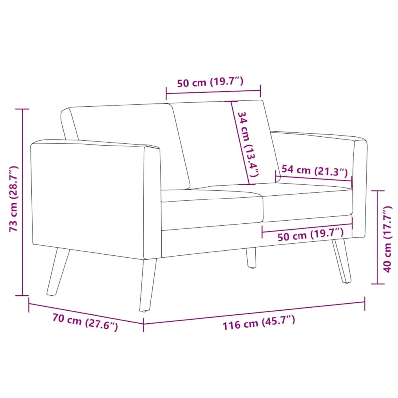 Dvivietė sofa, ruda, audinys