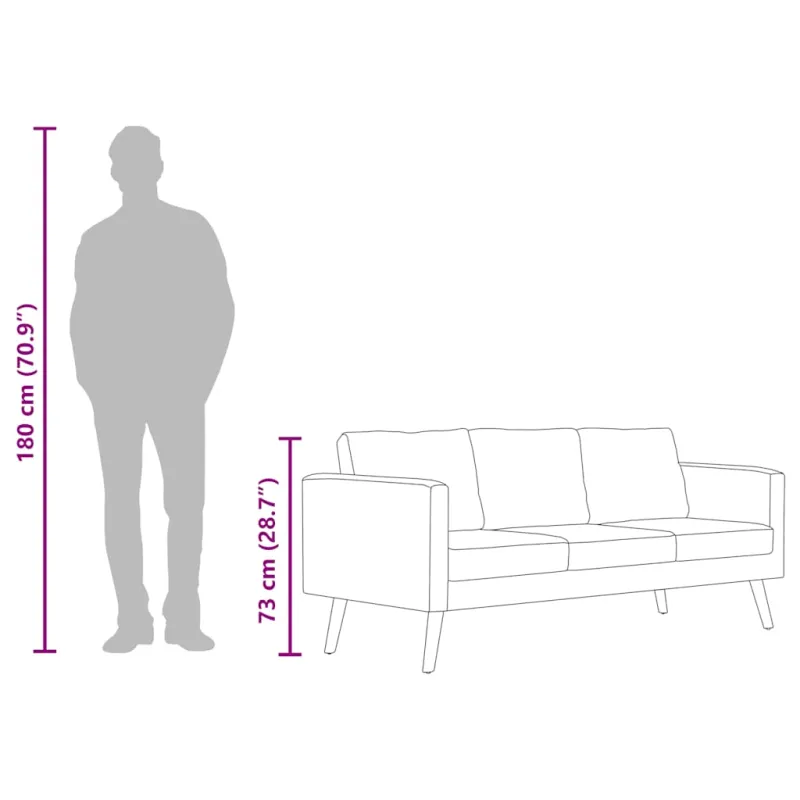 Trivietė sofa, mėlyna, audinys
