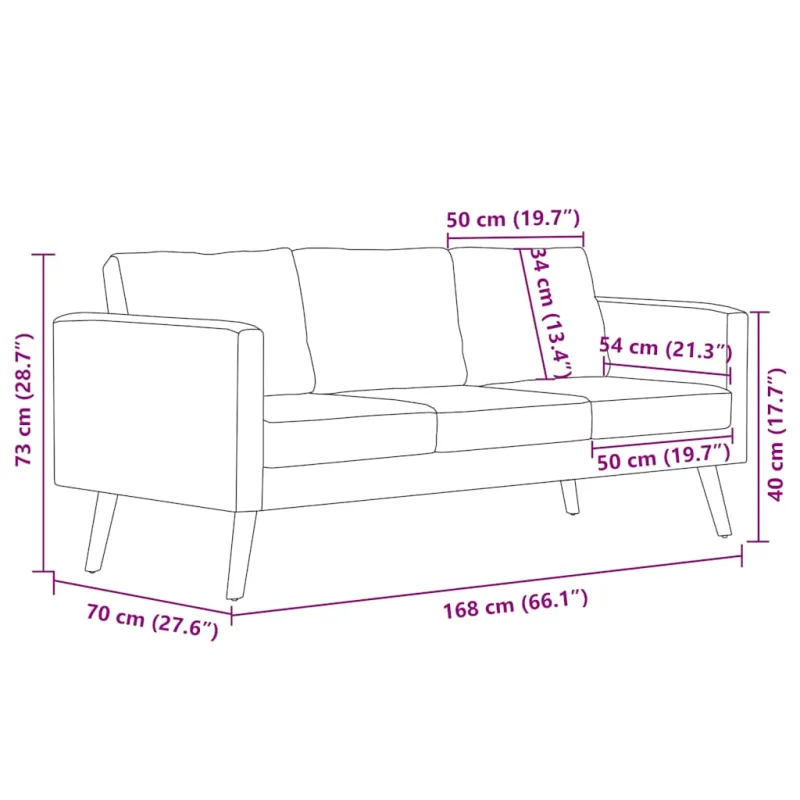 Trivietė sofa, vyno raudonos spalvos, audinys