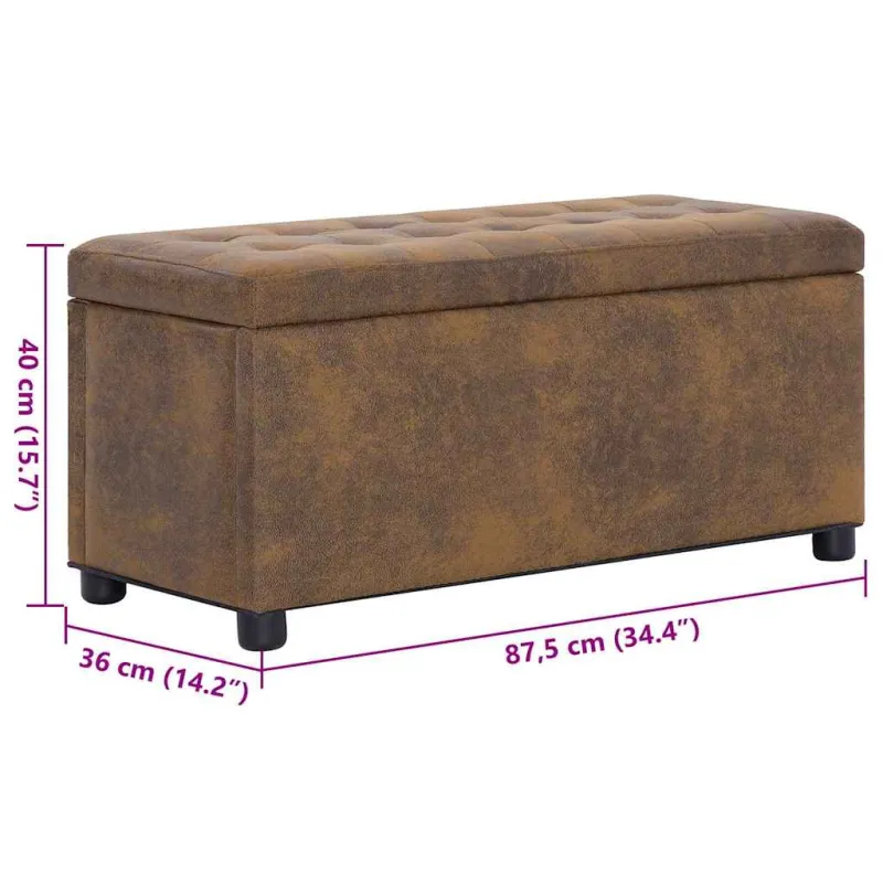 Daiktadėžė-otomanė, ruda, 87,5cm, dirbtinė versta oda