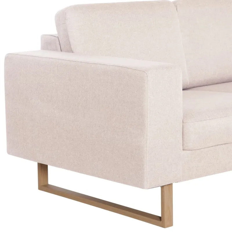 Trivietė sofa, kreminės spalvos, audinys