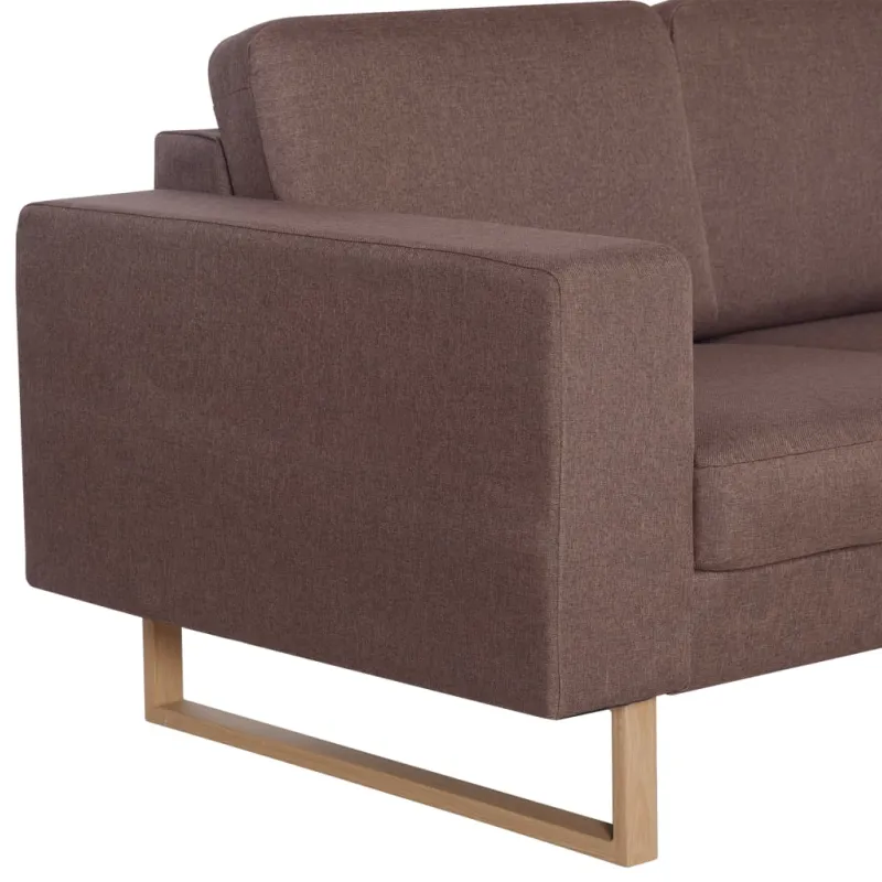 Trivietė sofa, ruda, audinys