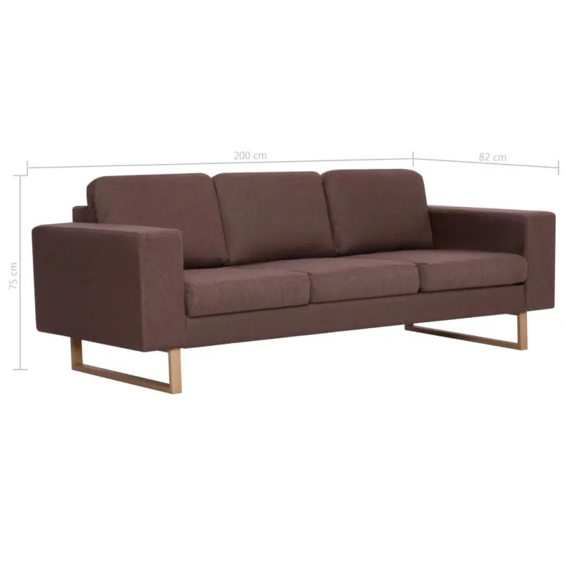 Trivietė sofa, ruda, audinys
