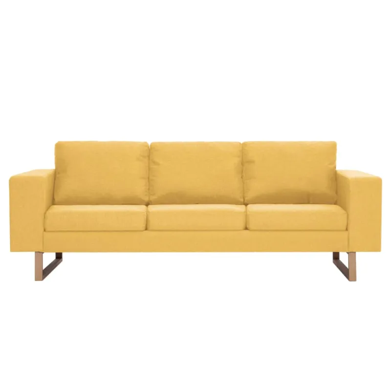 Trivietė sofa, geltona, audinys