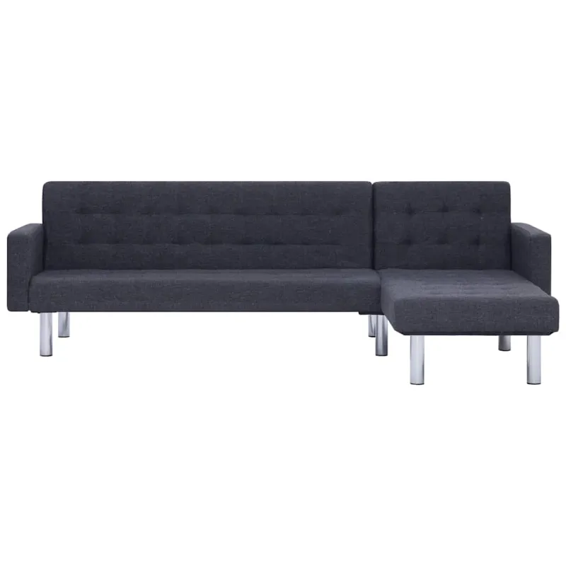 L formos sofa-lova, tamsiai pilka, poliesteris