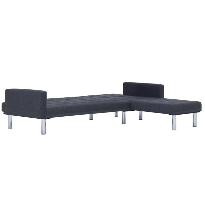 L formos sofa-lova, tamsiai pilka, poliesteris