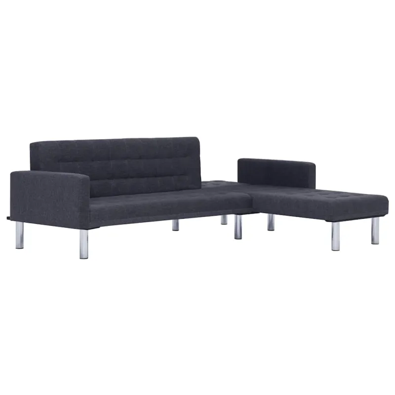 L formos sofa-lova, tamsiai pilka, poliesteris