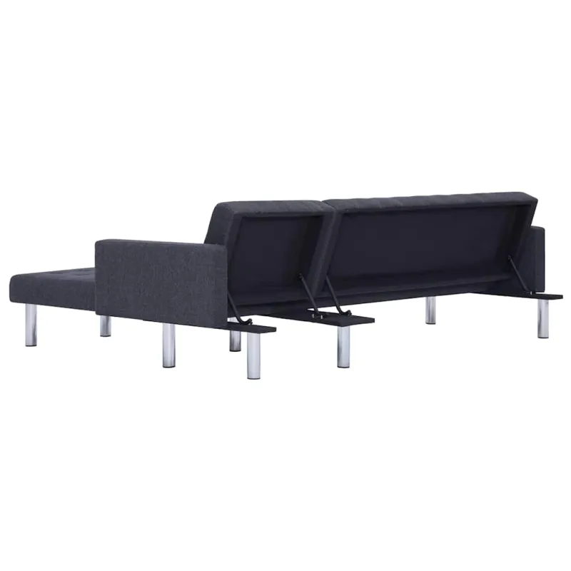 L formos sofa-lova, tamsiai pilka, poliesteris