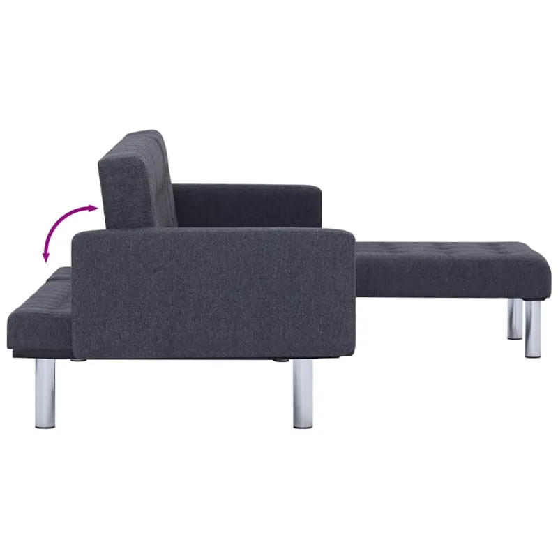 L formos sofa-lova, tamsiai pilka, poliesteris