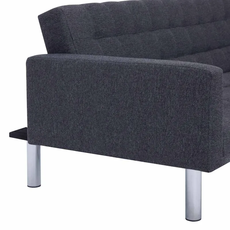 L formos sofa-lova, tamsiai pilka, poliesteris