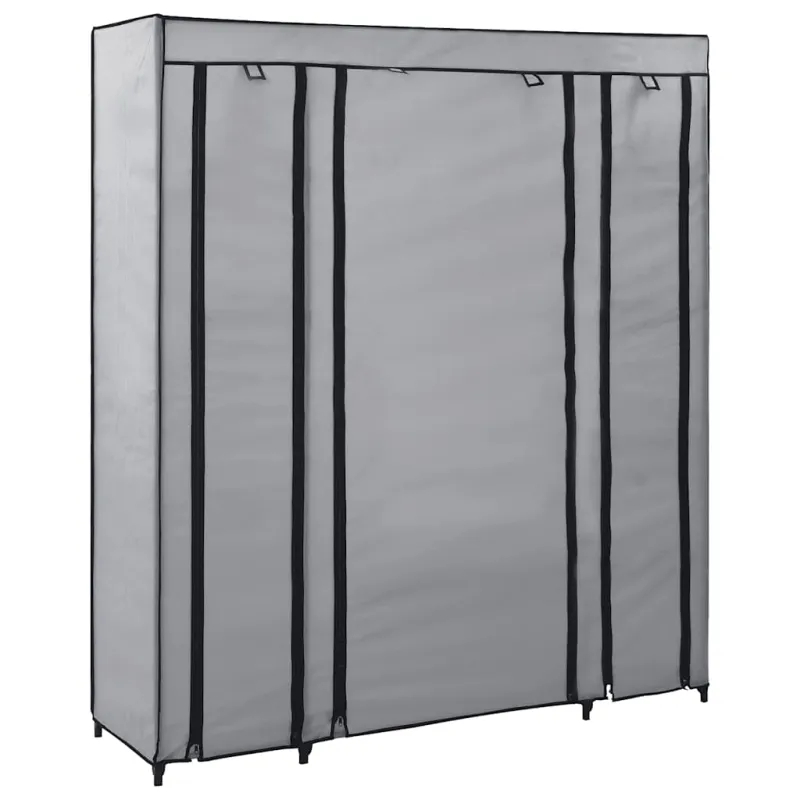 Drab. spinta su skyr. ir stryp., pilka, 150x45x176cm, audinys