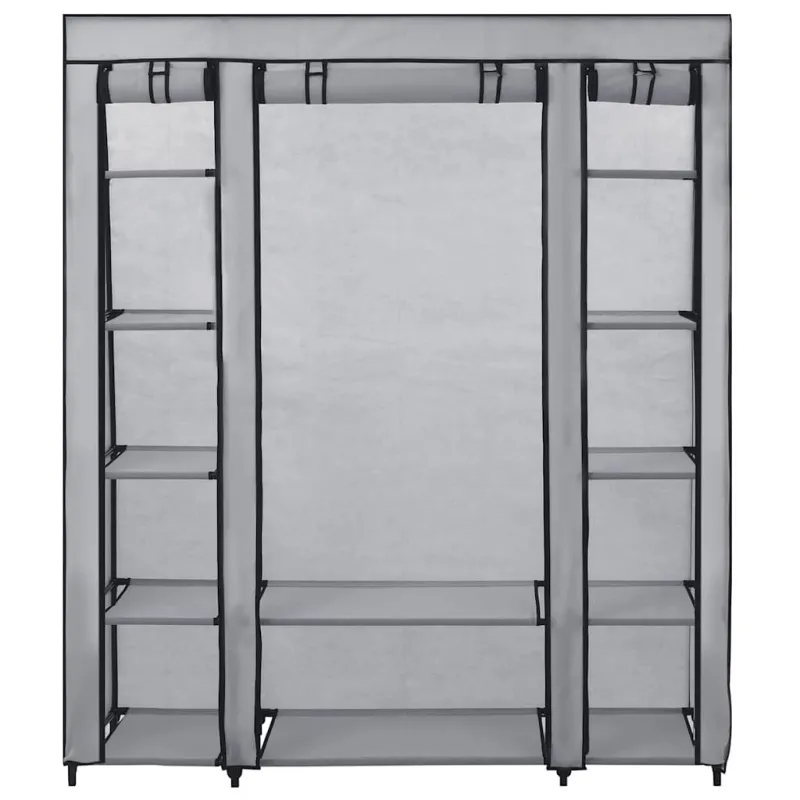 Drab. spinta su skyr. ir stryp., pilka, 150x45x176cm, audinys