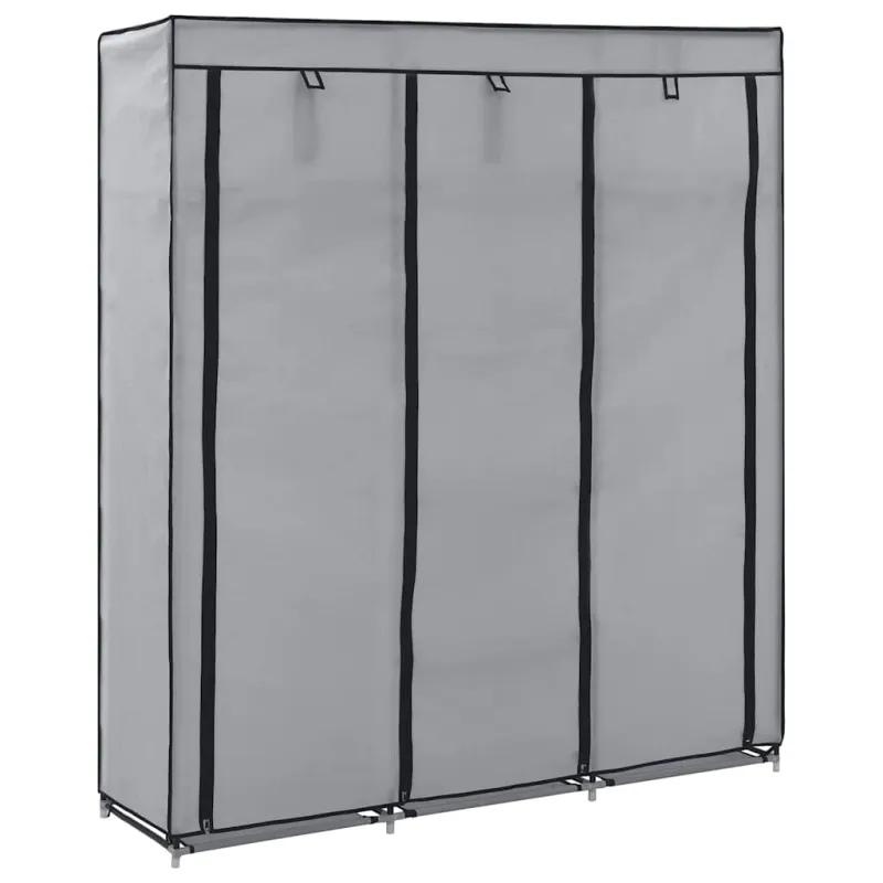 Drab. spinta su skyr. ir stryp., pilka, 150x45x175cm, audinys
