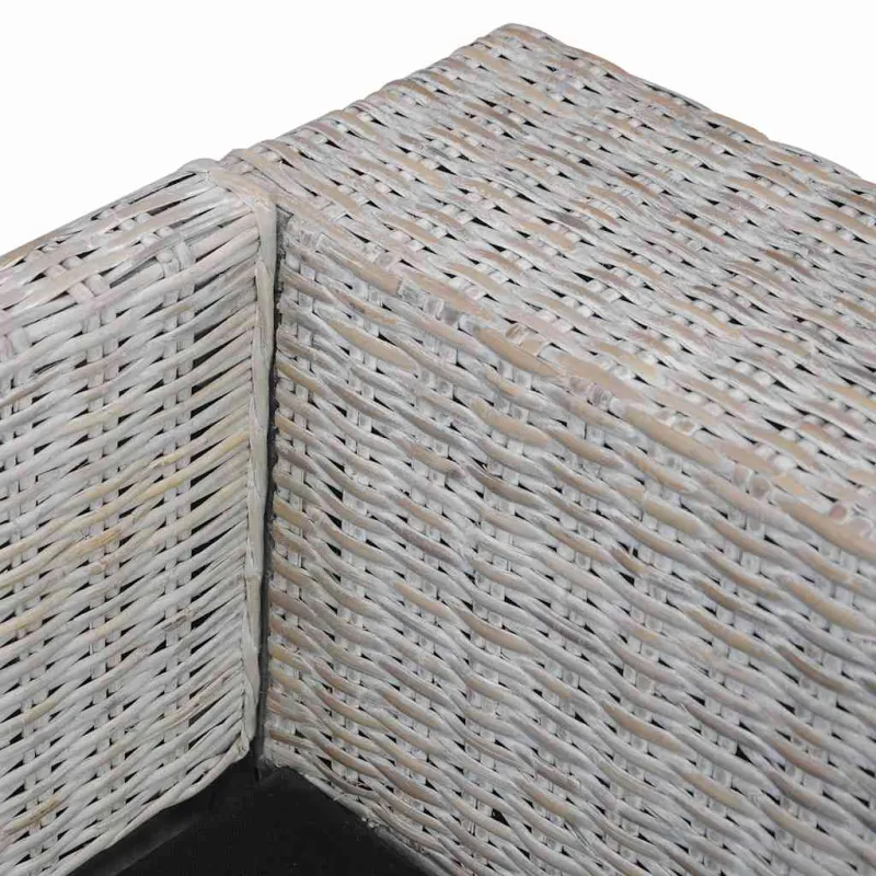 Dvivietė sofa su pagalvėlėmis, pilkos spalvos, natūr. ratanas
