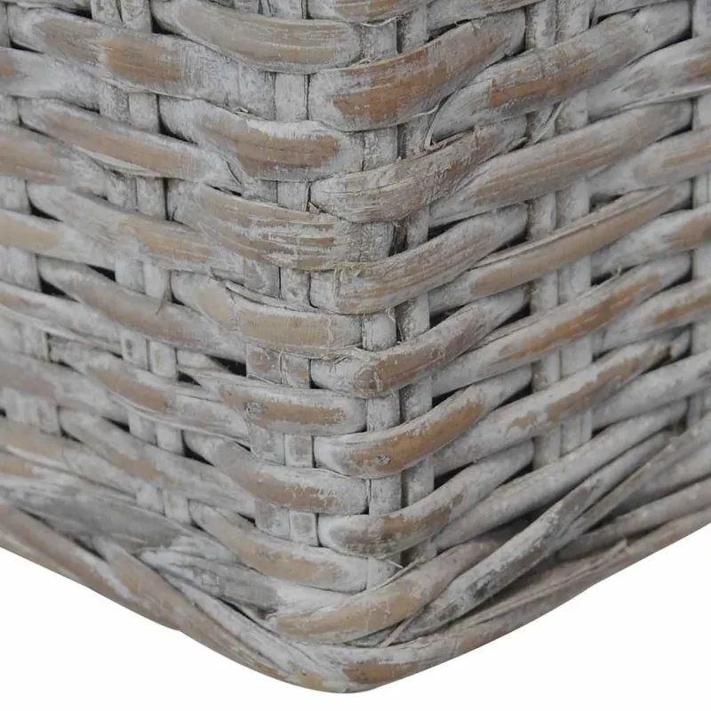 Dvivietė sofa su pagalvėlėmis, pilkos spalvos, natūr. ratanas