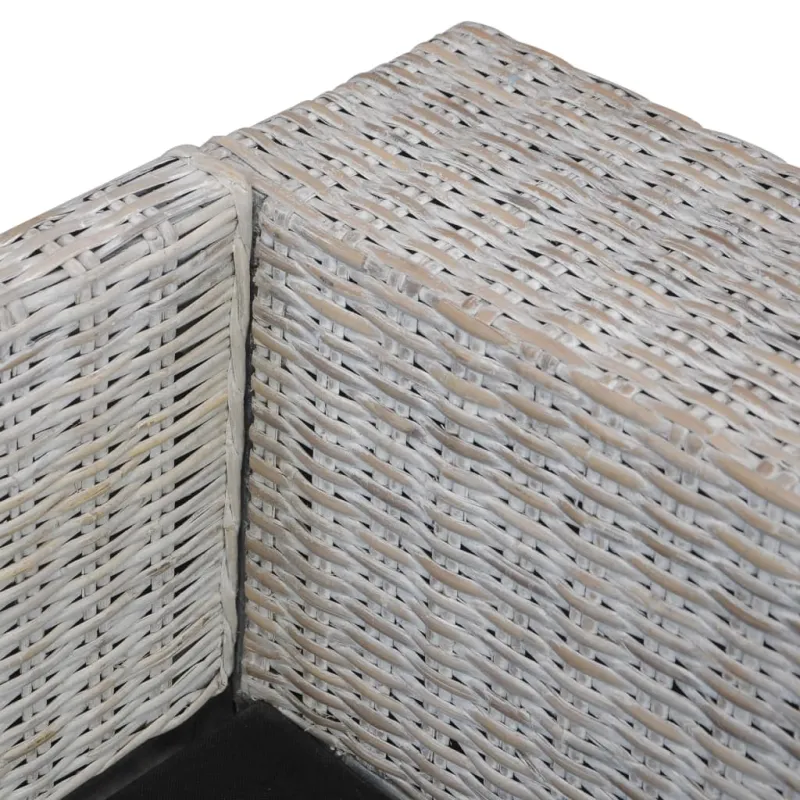 Trivietė sofa su pagalvėlėmis, pilkos spalvos, natūr. ratanas