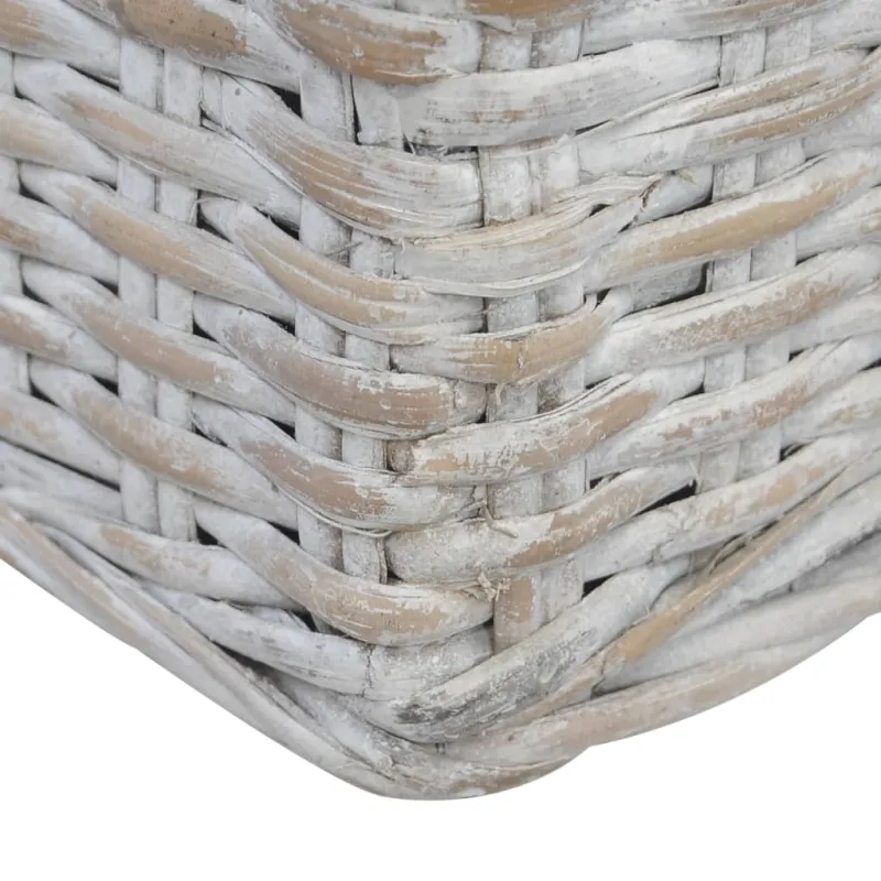 Trivietė sofa su pagalvėlėmis, pilkos spalvos, natūr. ratanas