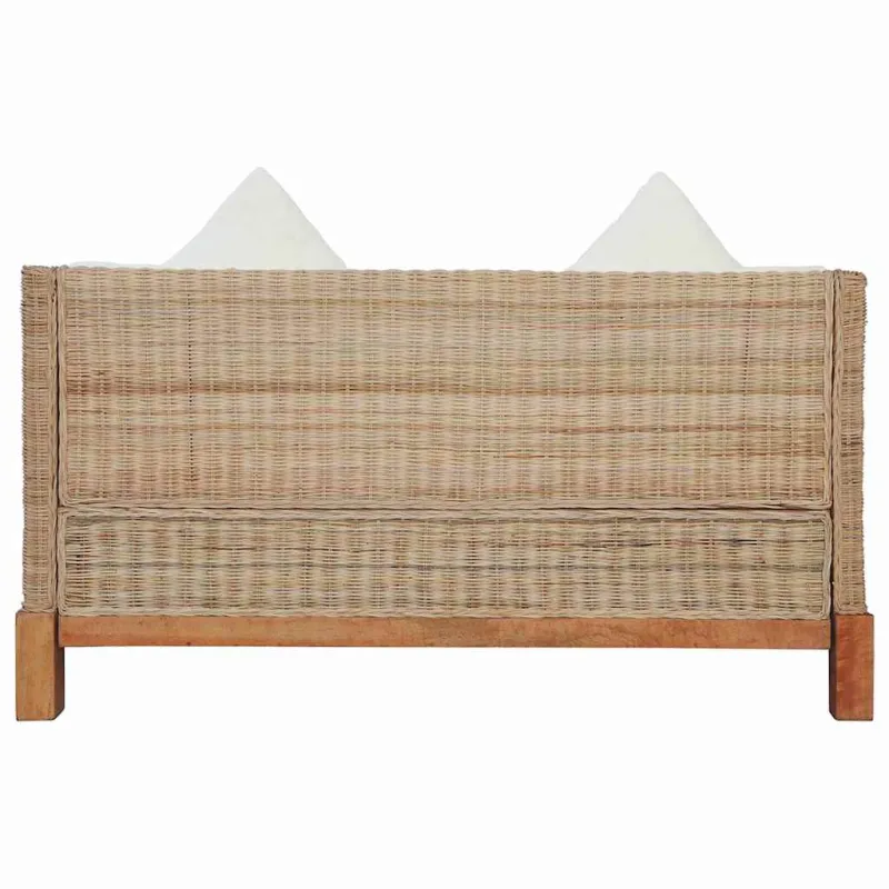 Dvivietė sofa su pagalvėlėmis, natūralus ratanas