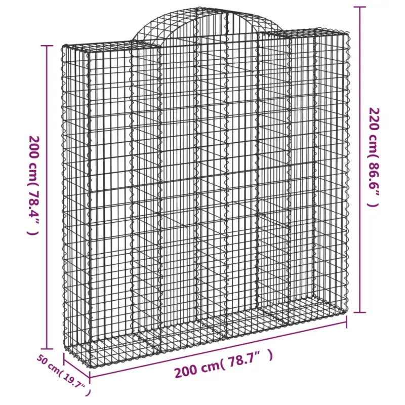 Išlenkti gabiono krepšiai, 11vnt., 200x50x200/220cm, geležis