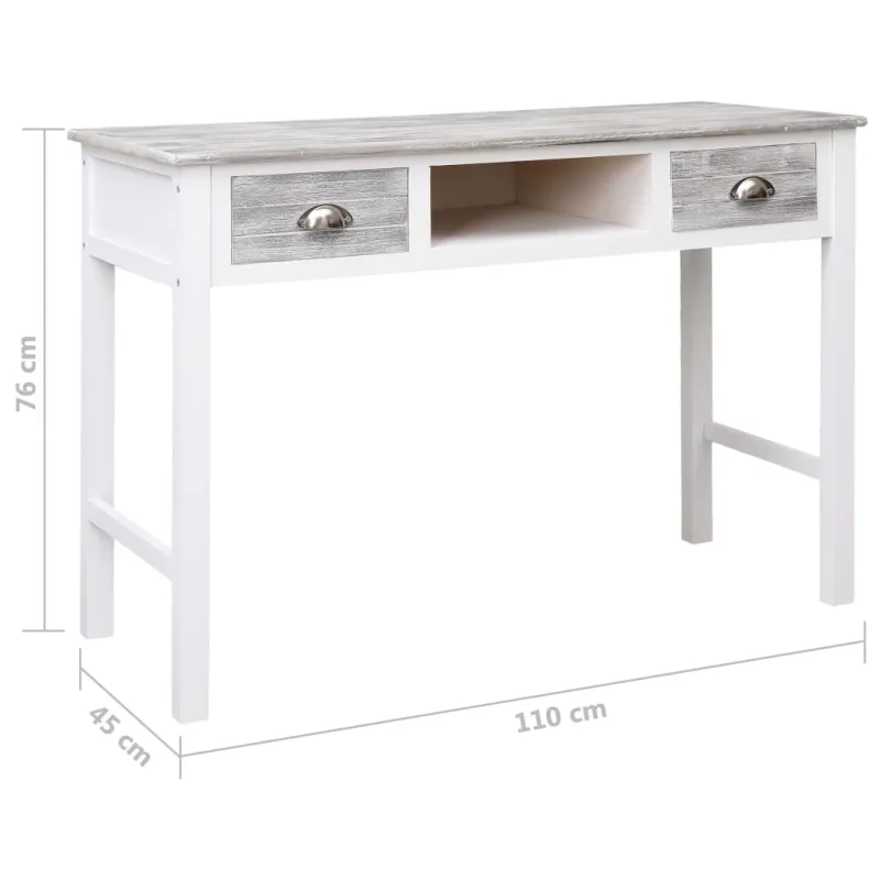 Rašomasis stalas, pilkos spalvos, 110x45x76 cm, mediena