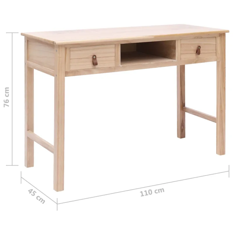 Rašomasis stalas, natūralios spalvos, 110x45x76 cm, mediena