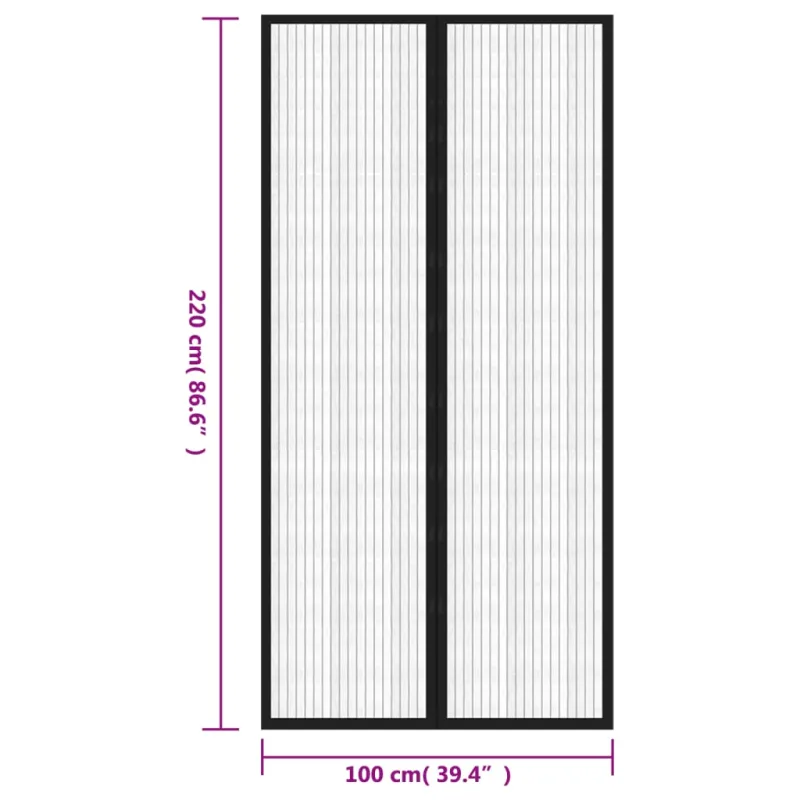 Tinkleliai nuo vabzdžių durims, 2vnt., juodi, 220x100cm