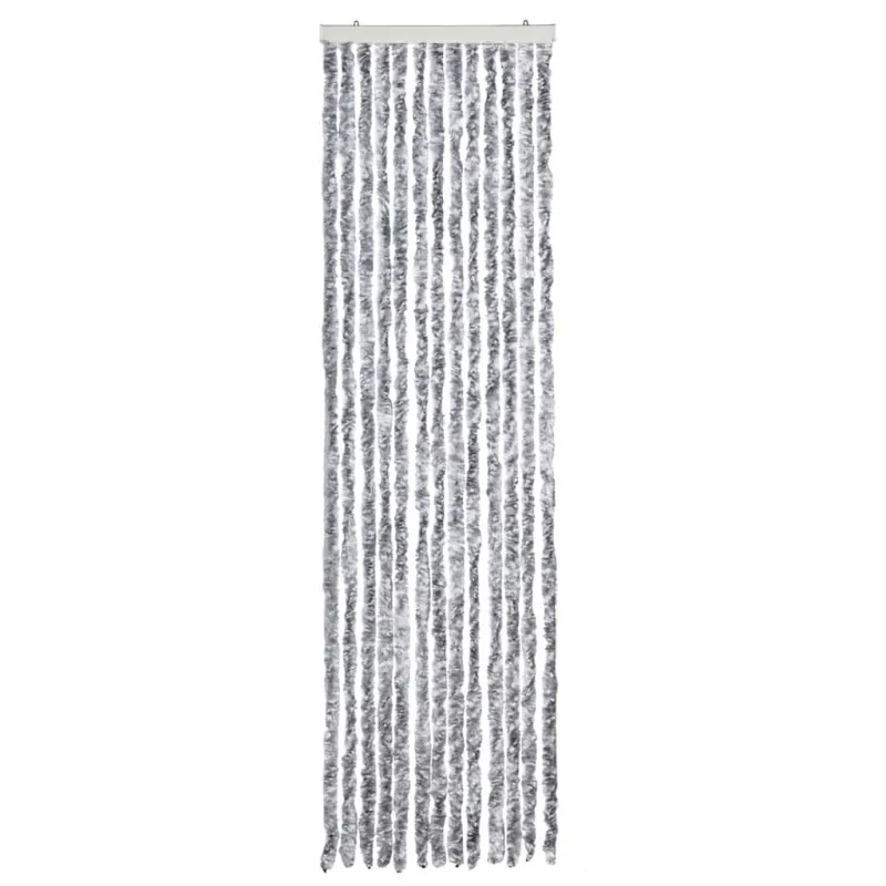 Užuolaida nuo vabzdžių, pilka ir balta, 56x185 cm, šenilis