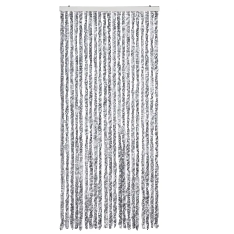 Užuolaida nuo vabzdžių, pilka ir balta, 90x220 cm, šenilis
