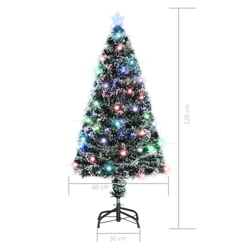 Apšviesta Kalėdų eglutė su stovu ir LED, 120cm, optinis pluoštas
