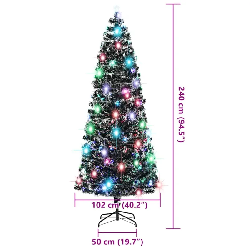 Apšviesta Kalėdų eglutė su stovu ir LED, 240cm, optinis pluoštas