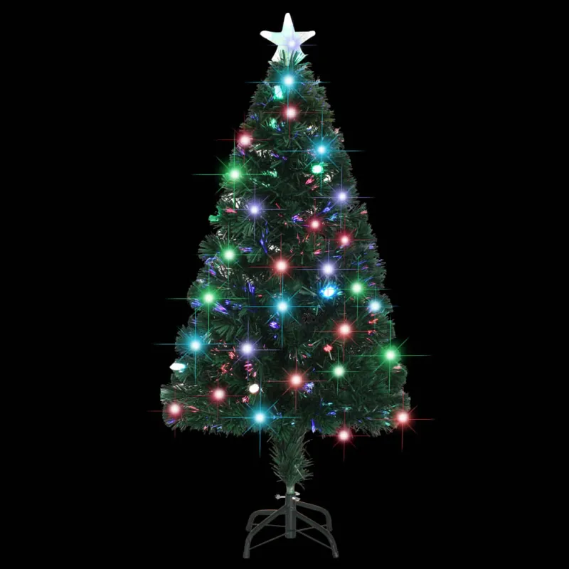 Apšviesta Kalėdų eglutė su stovu ir LED, 120cm, optinis pluoštas