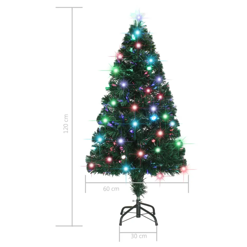 Apšviesta Kalėdų eglutė su stovu ir LED, 120cm, optinis pluoštas