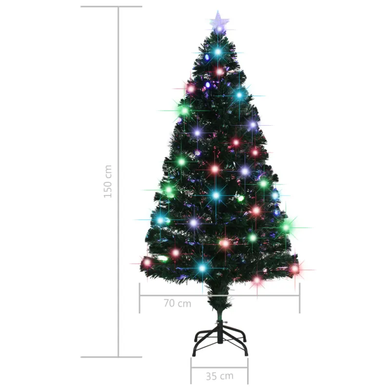 Apšviesta Kalėdų eglutė su stovu ir LED, 150cm, optinis pluoštas