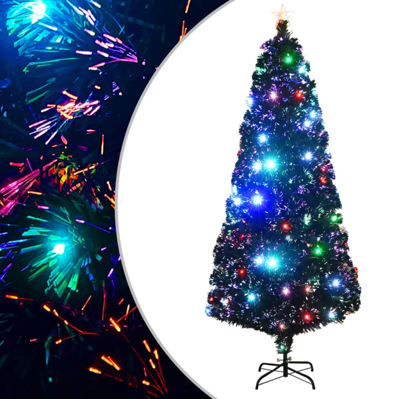 Apšviesta Kalėdų eglutė su stovu ir LED, 210cm, optinis pluoštas