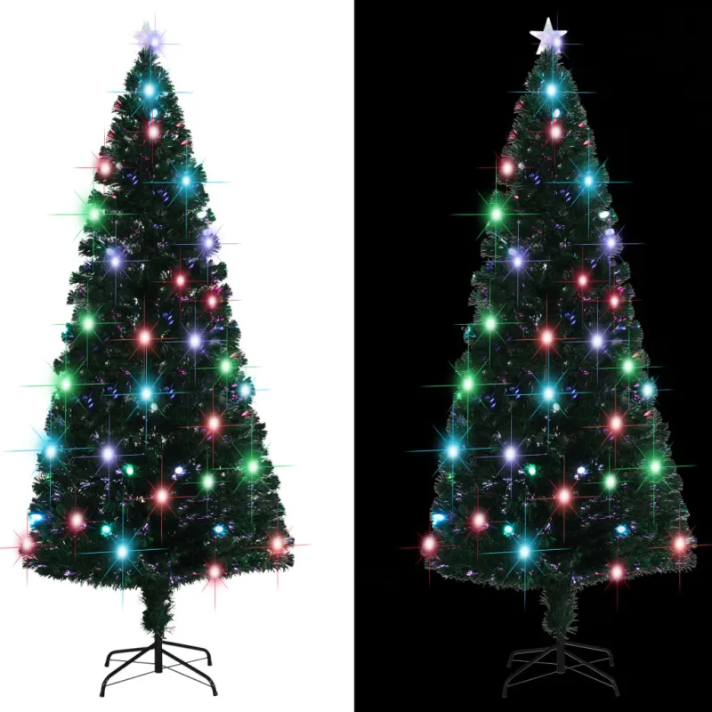 Apšviesta Kalėdų eglutė su stovu ir LED, 210cm, optinis pluoštas