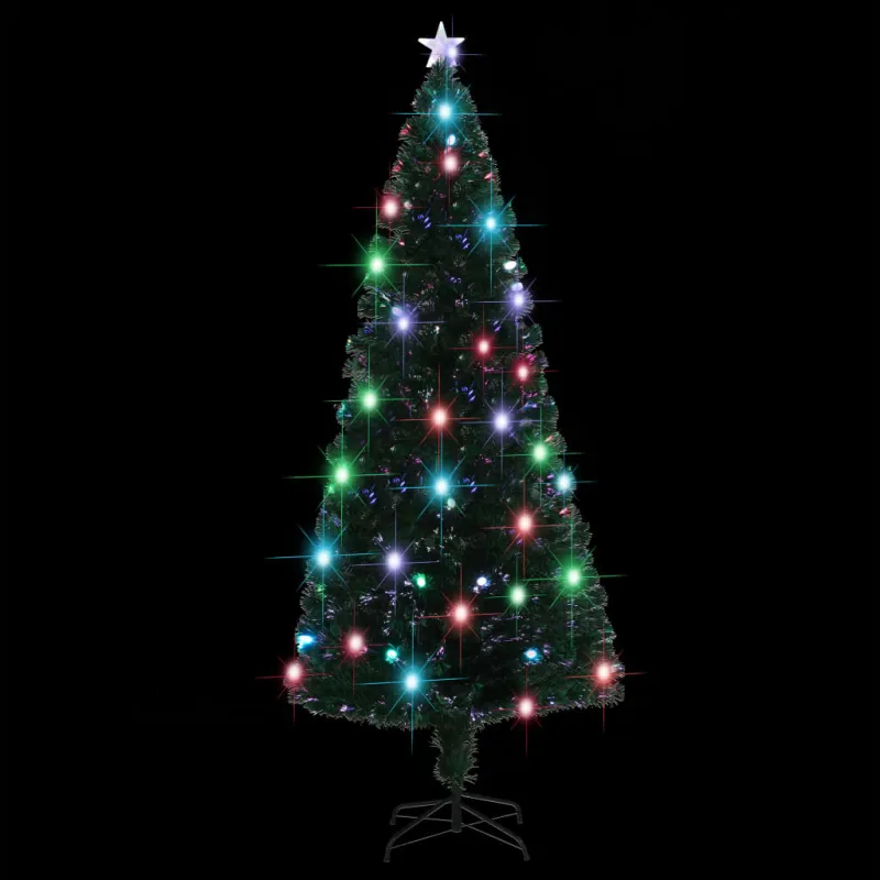 Apšviesta Kalėdų eglutė su stovu ir LED, 210cm, optinis pluoštas