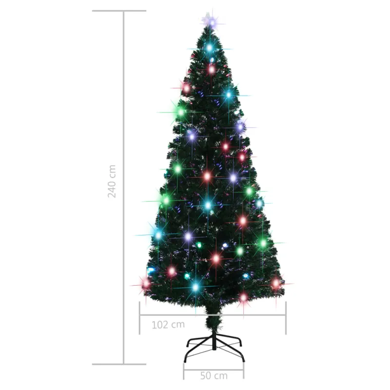 Apšviesta Kalėdų eglutė su stovu ir LED, 210cm, optinis pluoštas