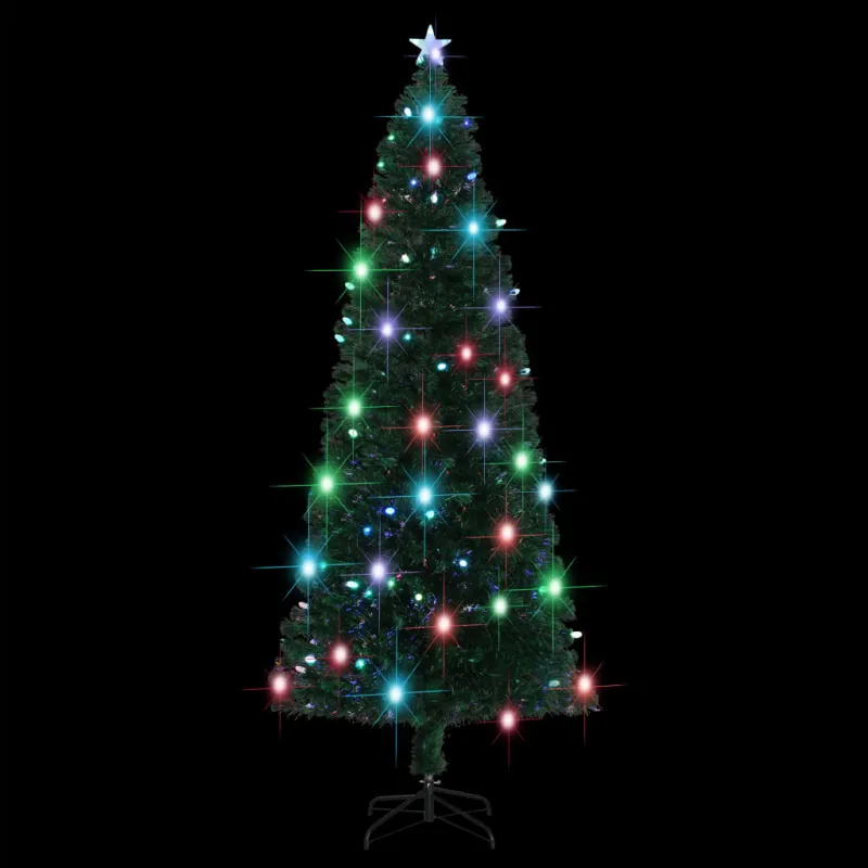 Šviečianti Kalėdų eglutė su stovu ir LED, 240cm, optinis pluoštas