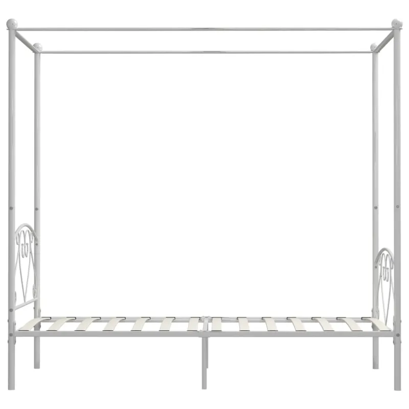 Lova su baldakimu, baltos spalvos, 120x200cm, metalas