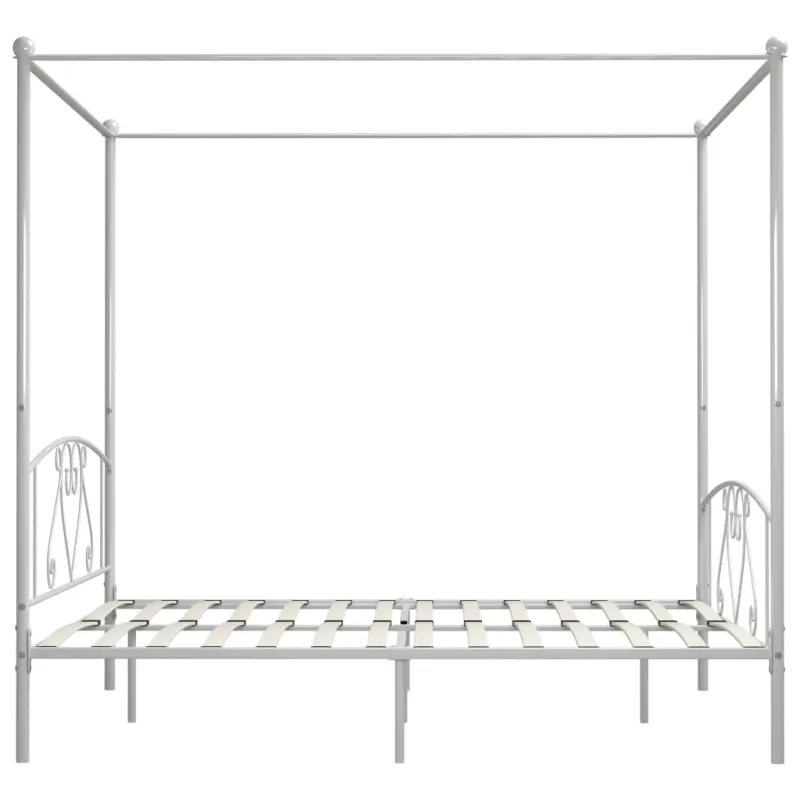 Lova su baldakimu, baltos spalvos, 200x200cm, metalas