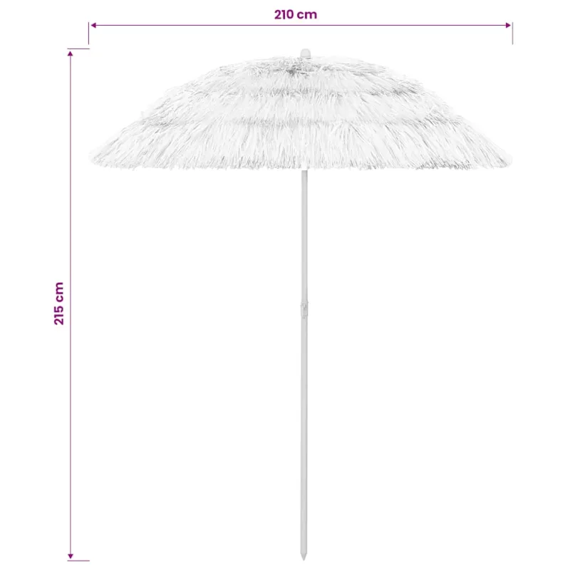 Paplūdimio skėtis, baltos spalvos, 240cm, havajietiško dizaino