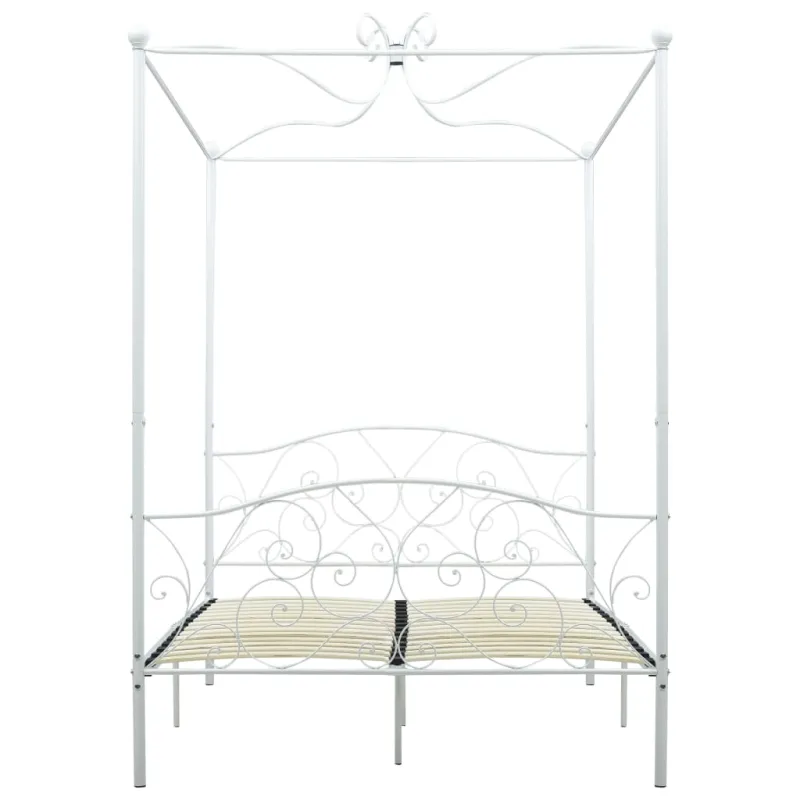 Lova su baldakimu, baltos spalvos, 120x200cm, metalas