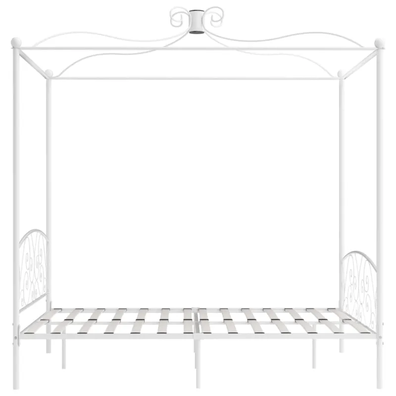 Lovos rėmas su baldakimu, baltos spalvos, 160x200cm, metalas